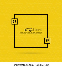 Vector yellow abstract background with triangles. Quotation Mark Speech Bubble. Quote sign icon.