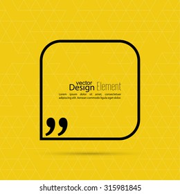 Vector yellow abstract background with triangles.Quotation Mark Speech Bubble. Quote sign icon.