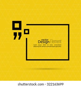 Vector yellow abstract background with triangles.Quotation Mark Speech Bubble. Quote sign icon.