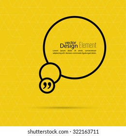 Vector yellow abstract background with triangles.Quotation Mark Speech Bubble. Quote sign icon.