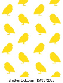 Vector yellow baby chicks silhouette isolated on white background