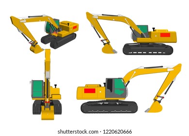 Vector yellow backhoe loader