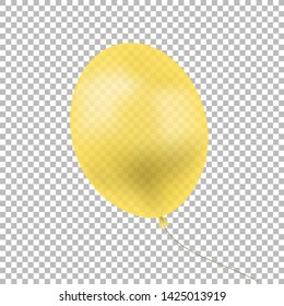 Vector Yellow Balloon Isolated on Transparent Background, Translucent Object, Calebration Concept Illustration, Clip Art Template.