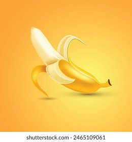 Vector Amarillo Banana fruta. mitad y dulce fruta. fondo.