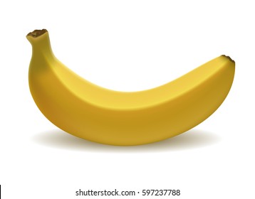 Vector yellow banana isolated on white background. Executed in a realistic manner.