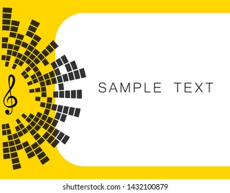 Vector yellow banner illustration, with space for text music key, equalizer. EQ. Art-design.