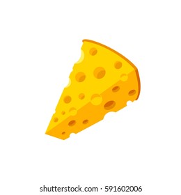 Vector yellow beautiful cheese isolated on white background.