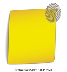 vector yellow bend paper with fingerprint