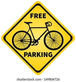 vector yellow bicycle parking sign