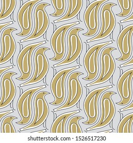 Vector Yellow Birds on Gray Background Seamless Repeat Pattern