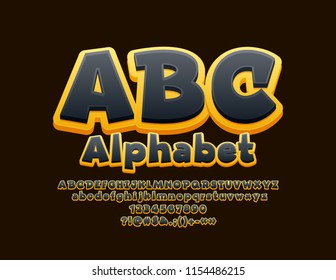 Vector Yellow And Black Alphabet. Bright 3D Font