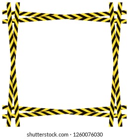 Vector Yellow and Black Dangerous Ribbons Frame Isolated on White Background, Colorful Border Blank Template.