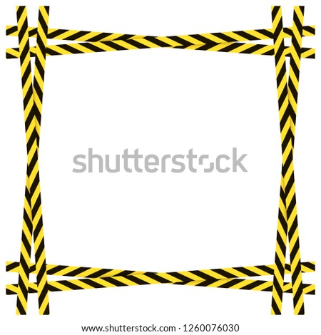 Vector Yellow and Black Dangerous Ribbons Frame Isolated on White Background, Colorful Border Blank Template.