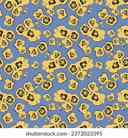 Vector yellow and black small flower illustration ditsy pattern seamless repeat pattern digital artwork