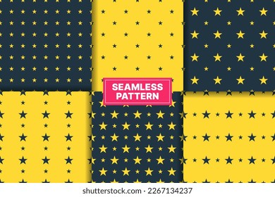 vector yellow black star simple pattern seamless