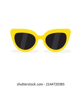 Vector yellow and black sunglasses isolated on white background, cartoon eyewear in a flat style