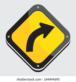 Vector yellow black traffic sign isolated on gray background