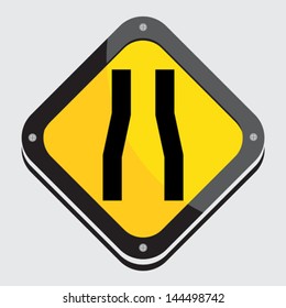 Vector yellow black traffic sign isolated on gray background