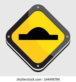 Vector yellow black traffic sign isolated on gray background
