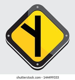 Vector yellow black traffic sign isolated on gray background