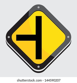 Vector yellow black traffic sign isolated on gray background