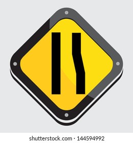 Vector yellow black traffic sign isolated on gray background