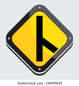Vector yellow black traffic sign isolated on gray background