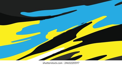 Elemento de curva de fondo amarillo y azul Vector con espacio negro para el diseño de texto y mensajes, capas superpuestas