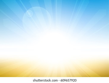 Vector : Yellow and blue with len flare summer background