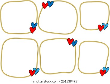 vector yellow border with heart shapes