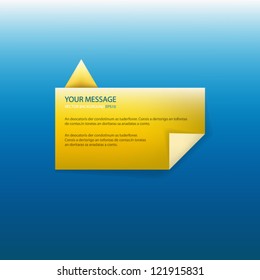 vector yellow box speech message eps10 information on the blue background for design