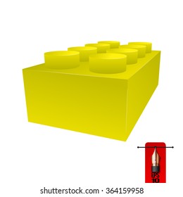 Vector yellow brick for construction kits