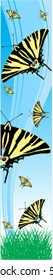 vector yellow butterflies banner