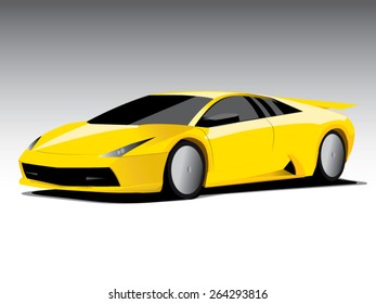 Vector yellow car. Sports car. Illustration