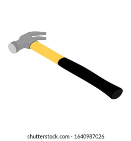 Vector yellow carpenter tool hammer isolated on white background