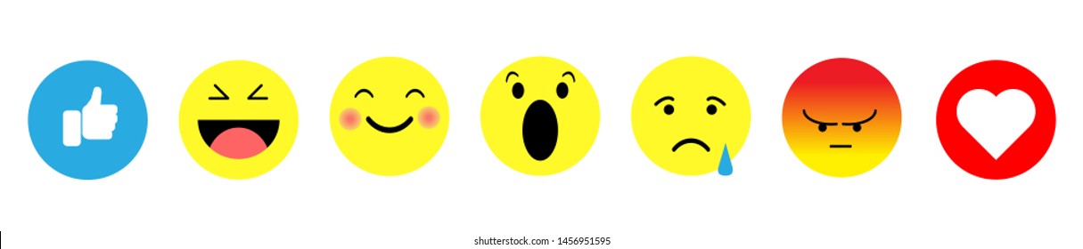 Vector yellow cartoon bubble emoticons for social media. Chat comment reactions, icon template face, character message.