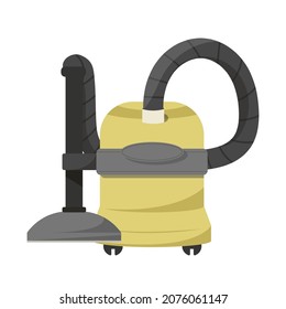Vector Yellow Cartoon style illustration of a retro Vacuum Cleaner. Isolated on white background.
