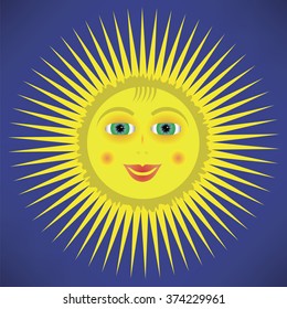 Vector Yellow Cartoon Sun Icon