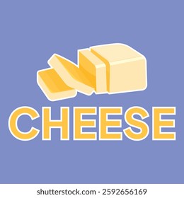 Vector yellow cheese bar with slices on white porcelain plate, organic farm nutrition. Fresh dairy milk product. Creamy healthy piece of tasty briquette.