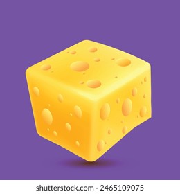 Vector Yellow Cheese Cube dark Background