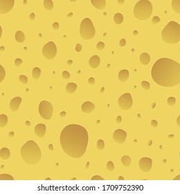 Vector yellow cheese porous texture seamless background.