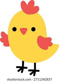 Vector yellow chick icon. Farm bird waving wing clipart isolated on white background. Spring or Easter baby chick illustration. Cute domestic animal illustration
