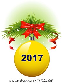 Vector Yellow Christmas ball 2017