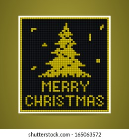 vector yellow christmas card in tetris style