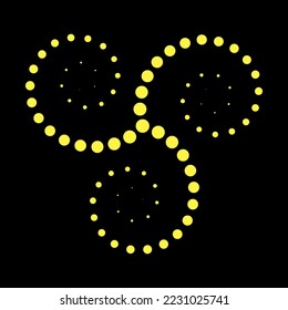 Vector Yellow Circle Dotted Icon Isolated on Black Background.
