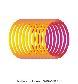 Vector yellow circle spring tube on white background