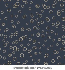 Vector yellow circles navy blue seamless pattern