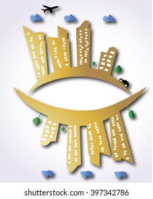 vector yellow city on a white background