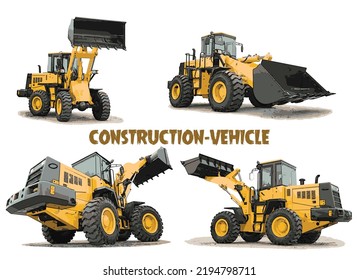 Vector Yellow color construction vehicle 