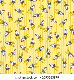 Vector Yellow Colourful Space Shuttle Blast Off Scattered Repeat Pattern. Great For Kids Wall Murals And Wrapping Paper Or Fabric.